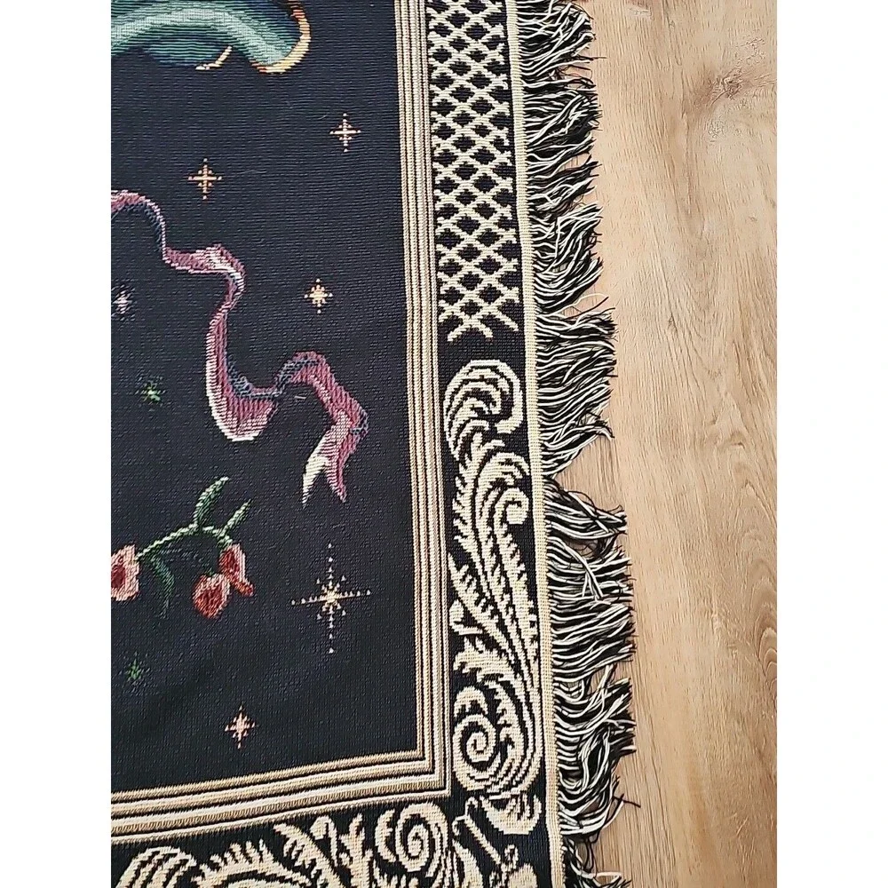 Angels On High Fringed Tapestry.  72in x54in. Spiritual,  Heavenly. READ
